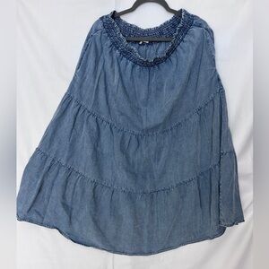 tea n rose Chambray Blue Tiered Maxi Skirt 1X